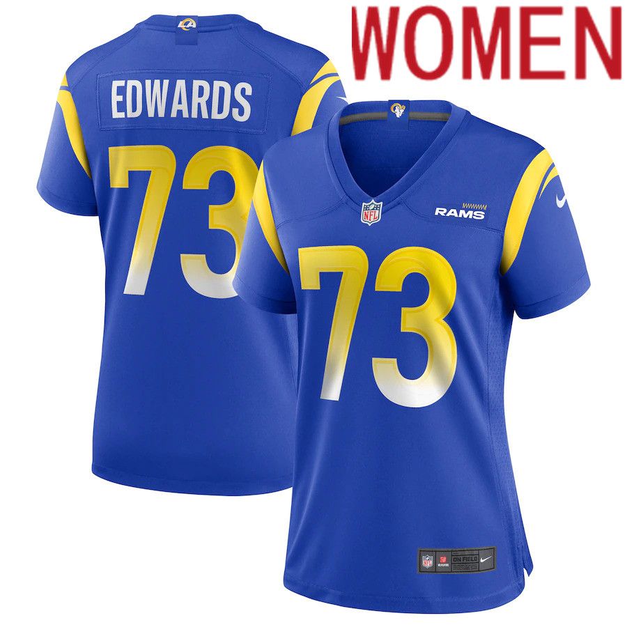 Women Los Angeles Rams #73 David Edwards Nike Royal Game NFL Jersey->women nfl jersey->Women Jersey